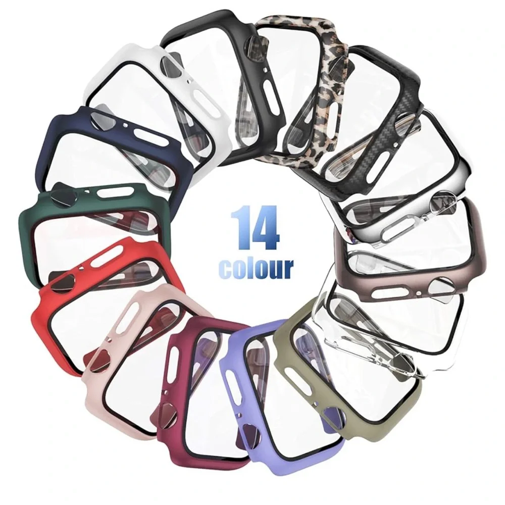 🌸NEW 14 Pack Apple Watch Case with Tempered Glass Screen Protector Series 9/8/7